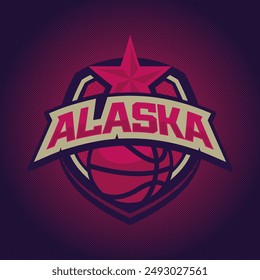 Basketball club logo, emblem, designs with ball. Alaska Sport badge vector illustration