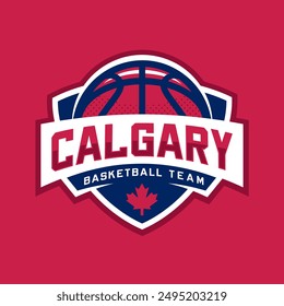 Basketball club logo, emblem, designs with ball. Calgary, Canada badge vector illustration