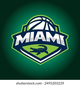 Basketball club logo, emblem, designs with ball. Miami, Florida Sport badge vector illustration