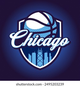 Basketball Club Logo, Emblem, Designs mit Ball. Chicago, Illinois Abzeichen Vektorillustration