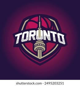 Basketball club logo, emblem, designs with ball. Toronto Sport badge vector illustration