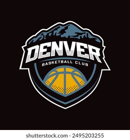 Basketball club logo, emblem, designs with ball. Denver, Colorado badge vector illustration