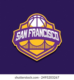 Basketball club logo, emblem, designs with ball. San Francisco badge vector illustration