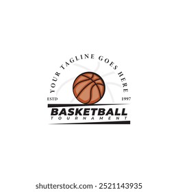 Basketball club logo, emblem, designs with ball. Sport badge vector illustration