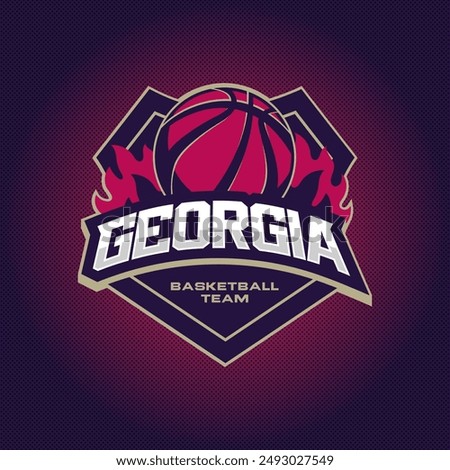 Basketball club logo, emblem, designs with ball. Georgia state Sport badge vector illustration