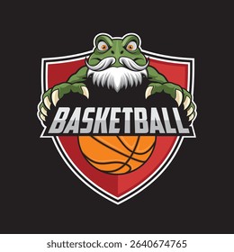 basketball club logo frog vector concept design