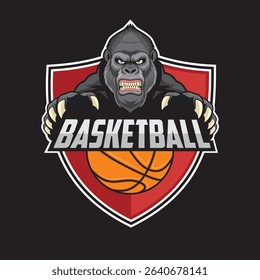 basketball club logo gorilla vector concept design