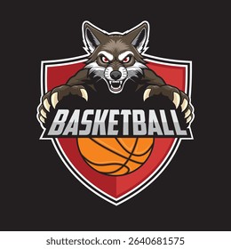 basketball club logo jackal vector concept design