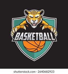 basketball club logo jaguar vector concept design