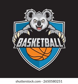 basquete clube logotipo koala vetor ilustração retro design