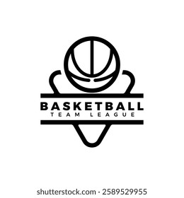 Basketball club logo template, emblem, designs with ball. Sport badge vector illustration