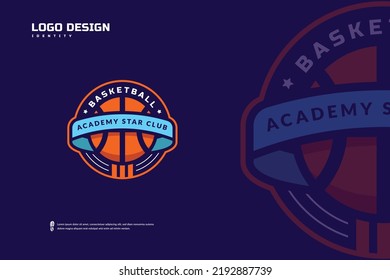 Basketball club logo, Basketball tournament emblems template. Sport team identity, E-Sport badge design vector illustrations