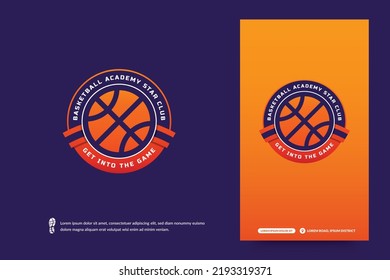 Basketball club logo, Basketball tournament emblems template. Sport team identity, E-Sport badge design vector illustrations