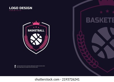 Basketball club logo, Basketball tournament emblems template. Sport team identity, E-Sport badge design vector illustrations