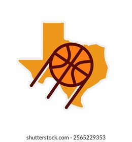 Basketball Club Sport emblem logo design with Texas map state icon, vector illustration