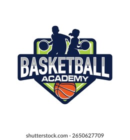 Basketball club, team, academy logo.  Sport badge vector illustration.