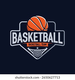 Basketball club, team, academy logo.  Sport badge vector illustration.
