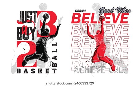 Basketball club vector t-shirt design black and red color. Vintage artwork for sportswear. Sport logo. College font. sport 23 basketball league. Sport typography, t-shirt graphics, poster,