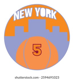 Basketball club vector t-shirt design. New York basketball league graphic print design