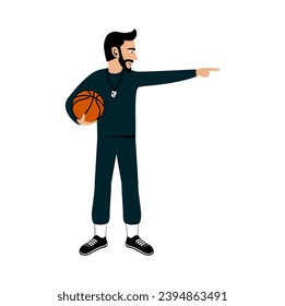 Basketball Coach Character Design Illustration vector eps format , suitable for your design needs, logo, illustration, animation, etc.