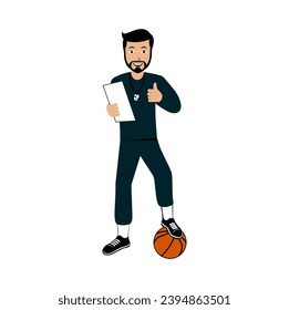 Basketball Coach Character Design Illustration vector eps format , suitable for your design needs, logo, illustration, animation, etc.