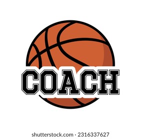 Basketball Coach Vector with Ball Varsity College Style