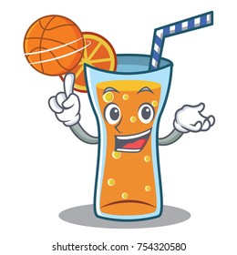 With basketball cocktail character cartoon style vector illustration