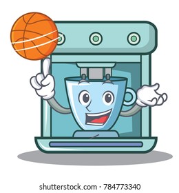 With basketball coffee maker character cartoon