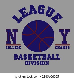 Basketball college league. Artwork for boy sportswear in custom colors