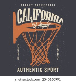 Basketball college league. Vintage artwork for sportswear. Sport logo. College. Sport typography, t-shirt graphics, poster, banner, flyer, print and postcard theme of basketball in Brooklyn street