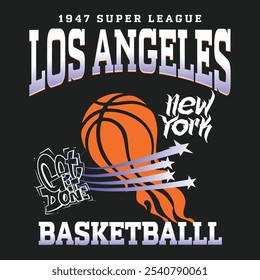 Basketball college league. Vintage artwork for sportswear. Sport logo. College. Sport typography, t-shirt graphics, poster, banner, flyer, print and postcard theme of basketball in Brooklyn street