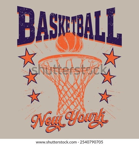 Basketball college league. Vintage artwork for sportswear. Sport logo. College. Sport typography, t-shirt graphics, poster, banner, flyer, print and postcard theme of basketball in Brooklyn street