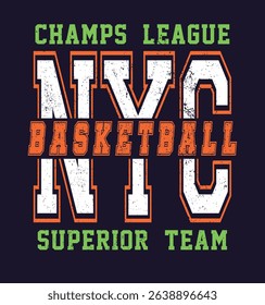 Basketball college slogan vector illustration print for tee, shirt, sticker, wall art and other uses.