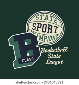 Basketball College Varsity Badges vector