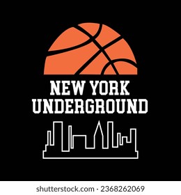 Diseño vectorial de la Escuela de Baloncesto, lema para camisetas, metro de nueva york, ilustración para camisetas, lema de baloncesto, estilo universitario