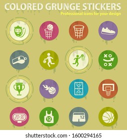 basketball colored grunge icons with sweats glue for design web and mobile applications