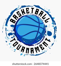 Basketball und bunter Logo-Hintergrund