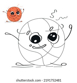 Basketball Coloring Book For Children. A Small Ball Fell And Hit.