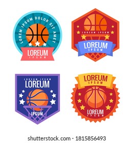 Basketball comand emblem. Illustration in flat style. Vector