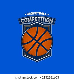 Basketball competition badge shield design vector