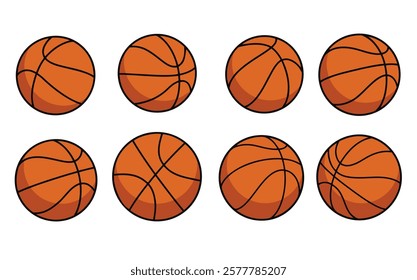 Basketball Concept with Bold Orange Balls and Graphic Lines
