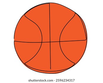 Basketball in a continuous line drawing on white background.