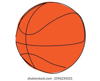 Basketball in a continuous line drawing on white background.