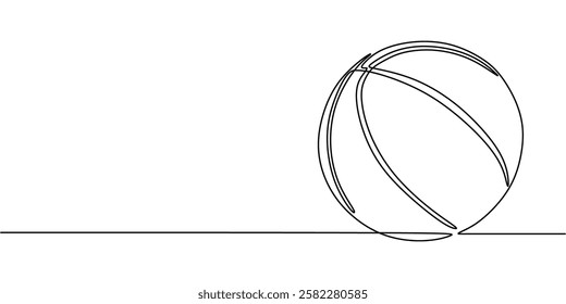 Basketball in continuous line drawing. Represents team sports, competition, and recreation. Vector illustration hand drawn.