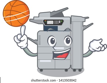 With basketball copier machine in the cartoon shape