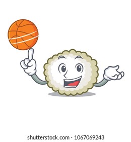 With basketball cotton ball character cartoon