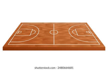 Basketball court 3d. Side view. Vector illustration.