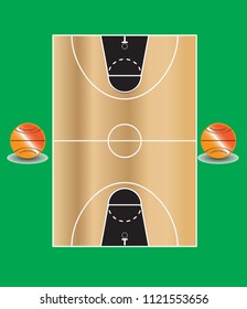 basketball court with ball
