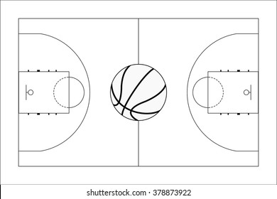 Basketball Court Basketball Ball Top View Stock Vector (Royalty Free ...