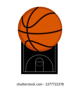 Basketball court with a ball. Vector illustration design